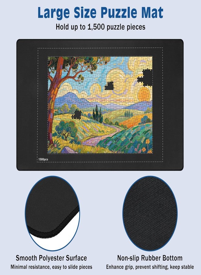 MoKo Jigsaw Puzzle Matt Rollup, 46" x 26" Puzzle Saver Pad with 4 Sorting Trays & Travel Storage Bag, Portable Puzzle Keeper Up to 1500 Pieces, Non-Slip Rubber Bottom & Smooth Surface - Image 3